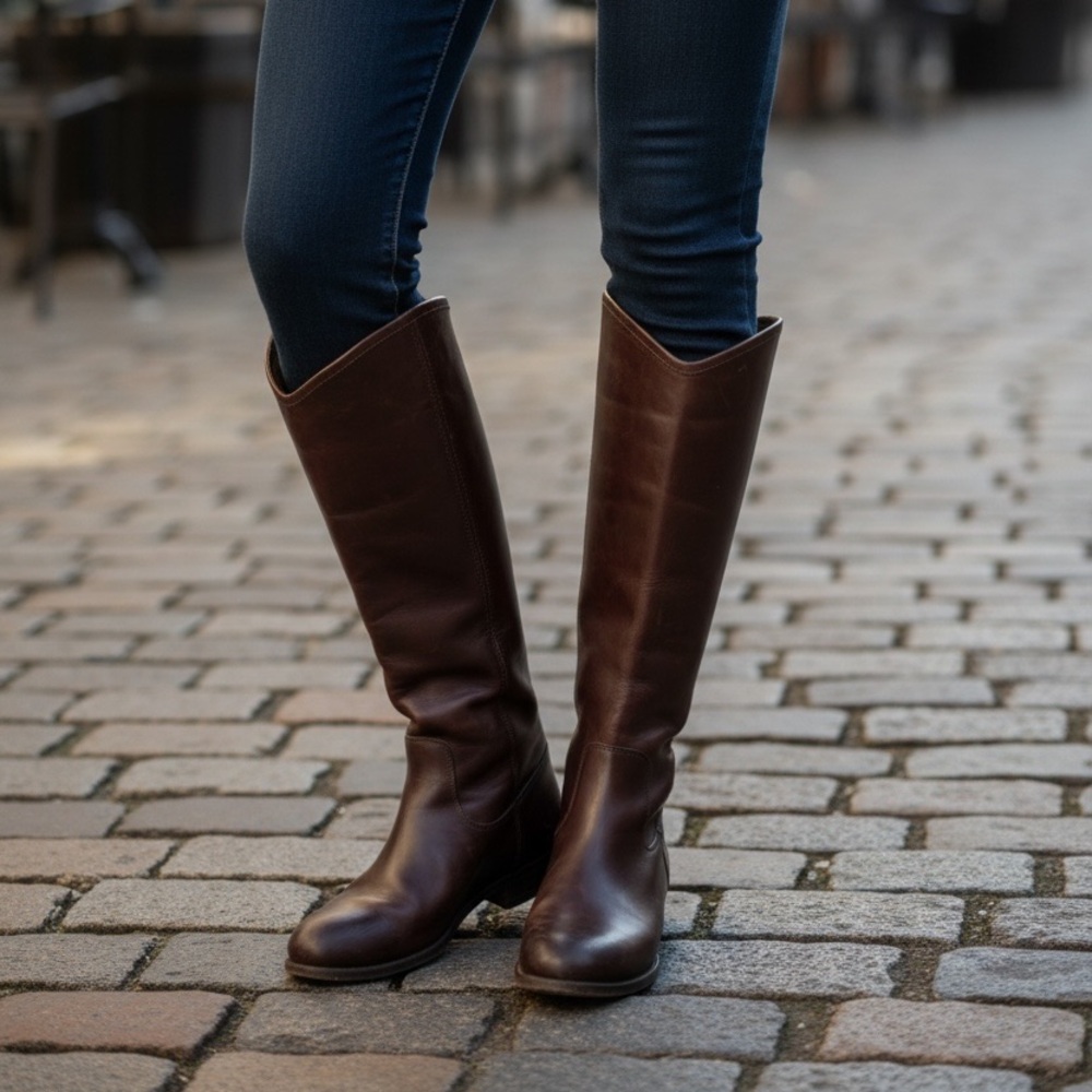 Frye Dark Brown Tall Leather Riding Boots